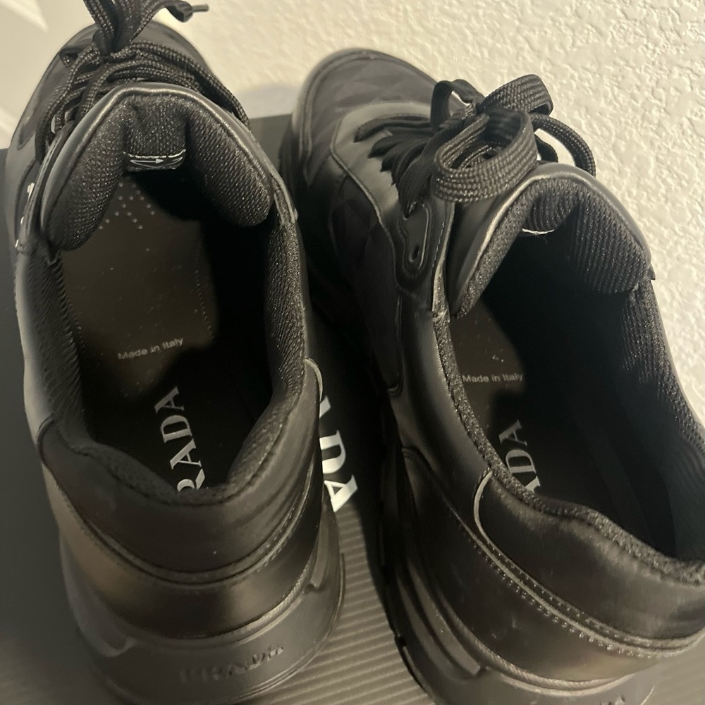 Prada Black Sneakers with Chunky Sole and Low-Top Design